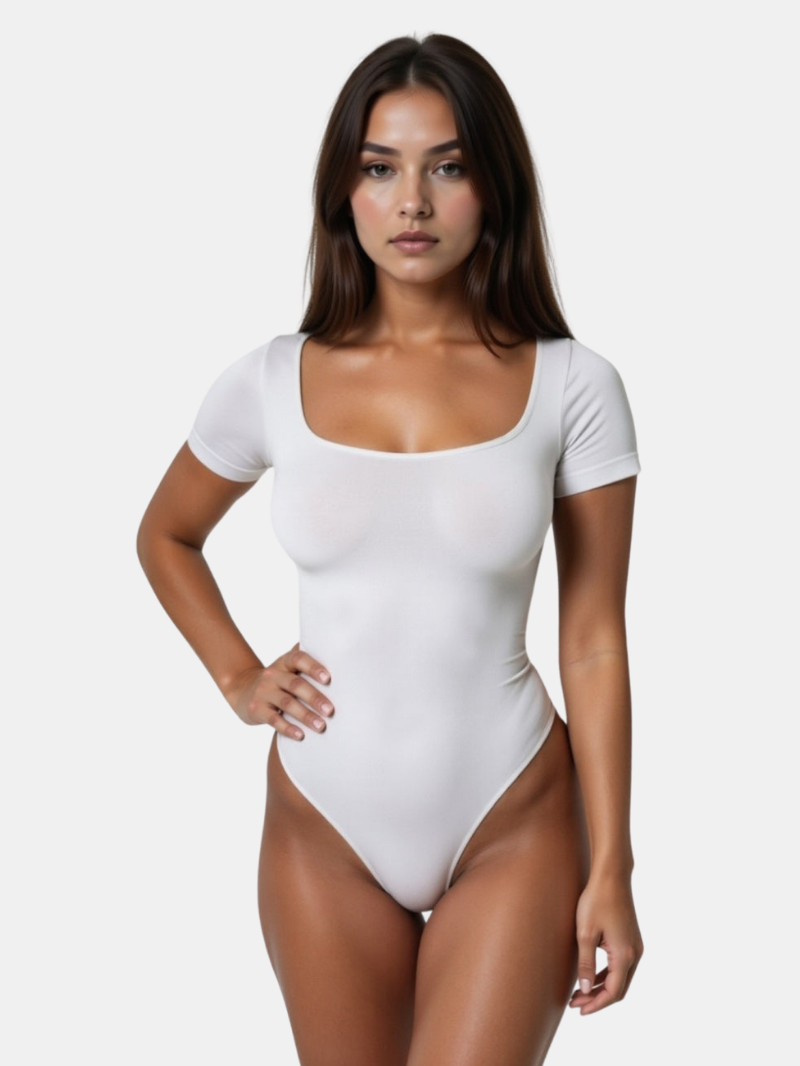 Square Neck Thong Shapewear Bodysuit