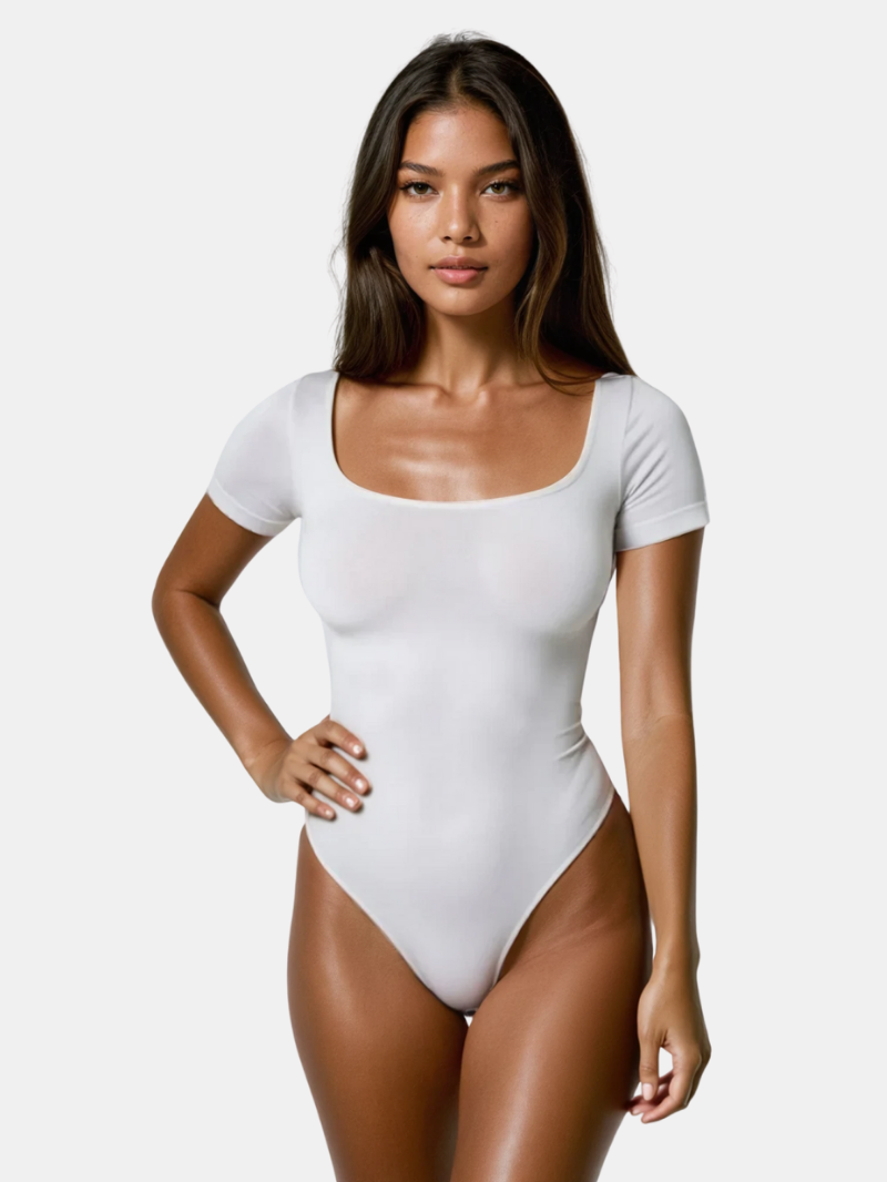 Square Neck Thong Shapewear Bodysuit