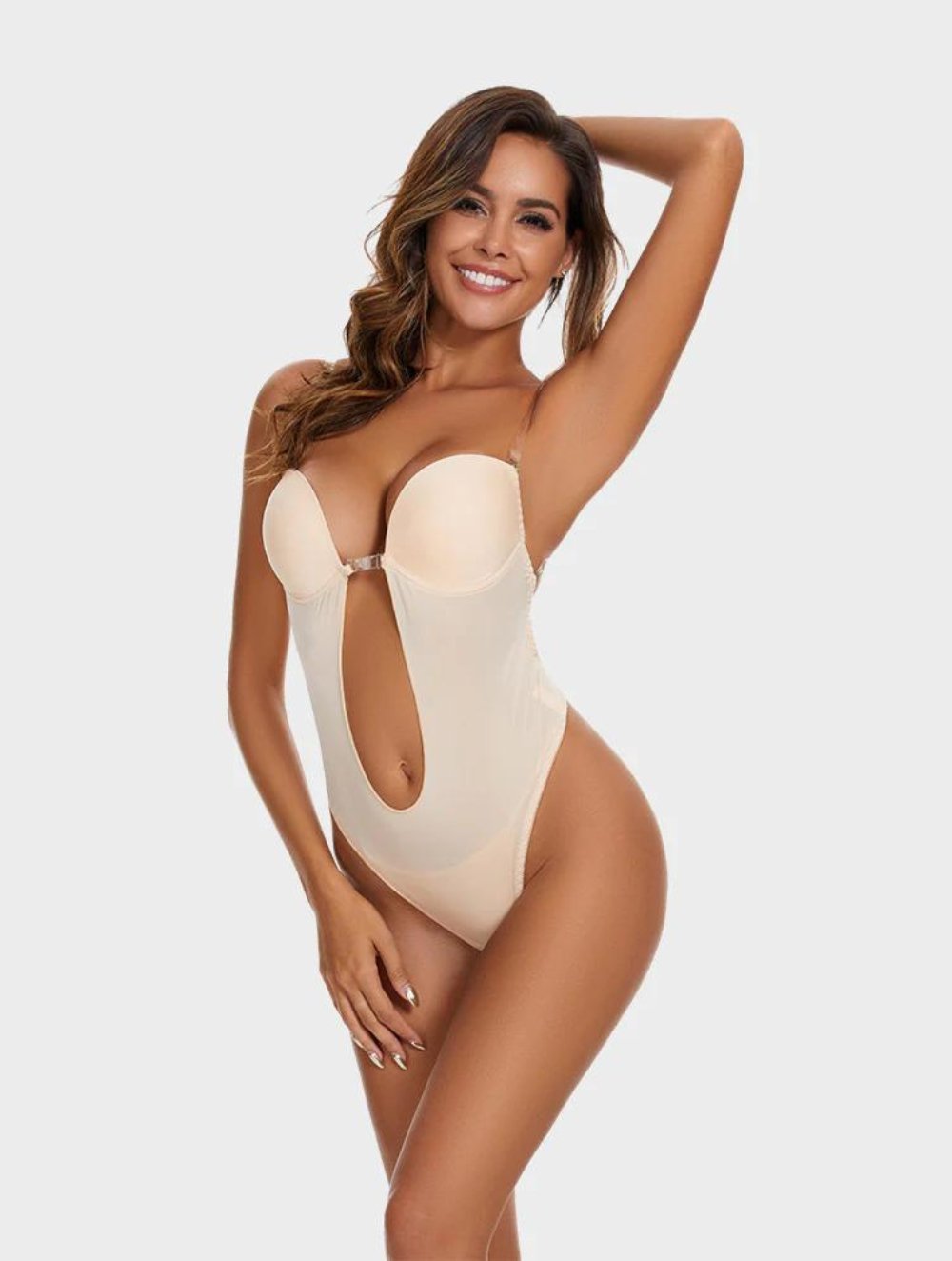 Strapless U Plunge Thong Bodysuit