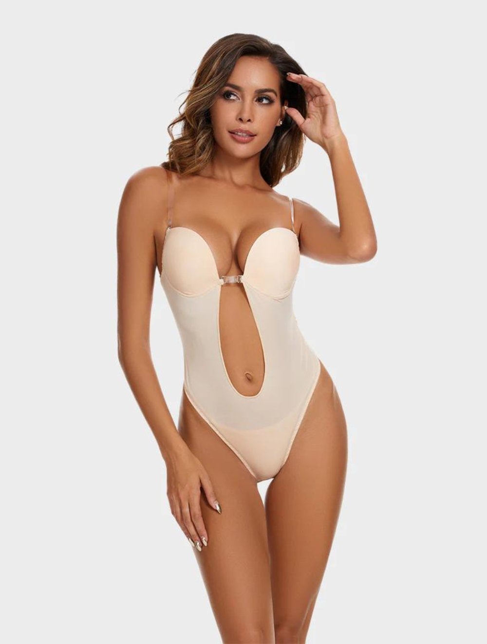 Strapless U Plunge Thong Bodysuit