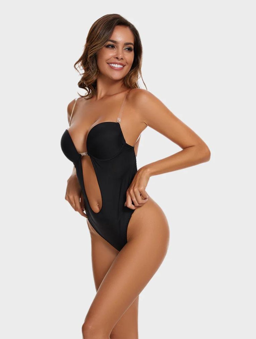 Strapless U Plunge Thong Bodysuit